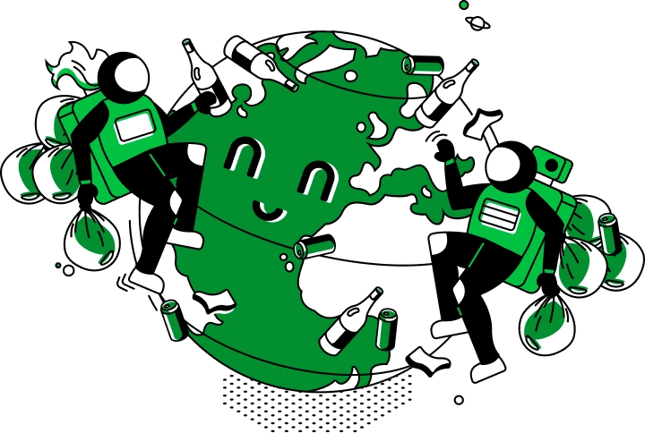 بازیافت آنلاین اکو - زمین خوشحال از جمع‌آوری پسماندها